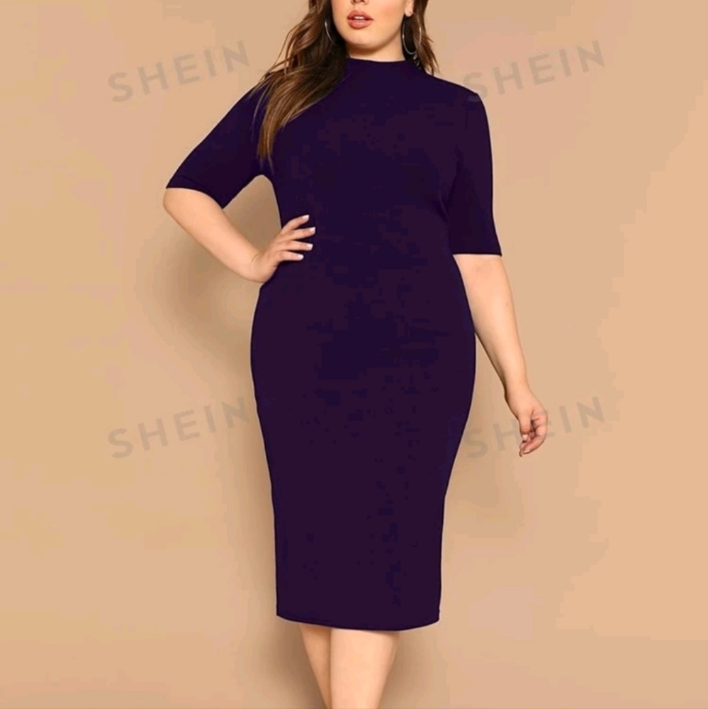 NEW Plus Size Mock Neck Short Sleeve Pencil dress.